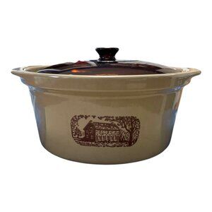 Vintage Amana Radarange Country Cooker Casserole Dish With Lid Western Stoneware